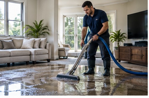Water damage cleanup inside a Tampa home